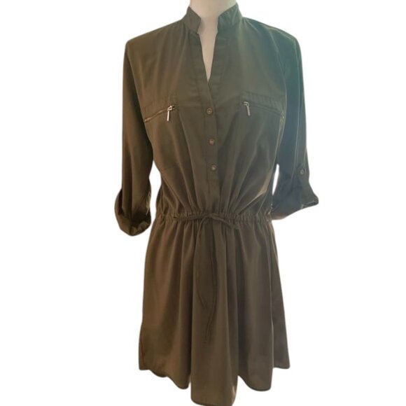 🔥🔥SALE🔥🔥Speed Control New York Olive Green Shirt Dress - Picture 1 of 5